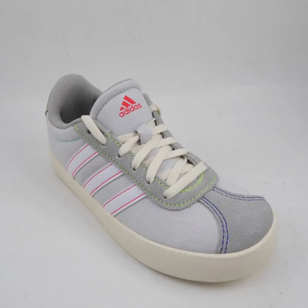 Adidas VL Court 3.0 Big Kids US 13 K White Black Cream Suede Gum Bottom Shoes